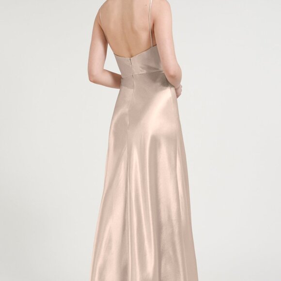 NWT Jenny Yoo Dina Satin Back Crepe Bridesmaid Dress. Center slit. Petal pink. - Picture 2 of 6